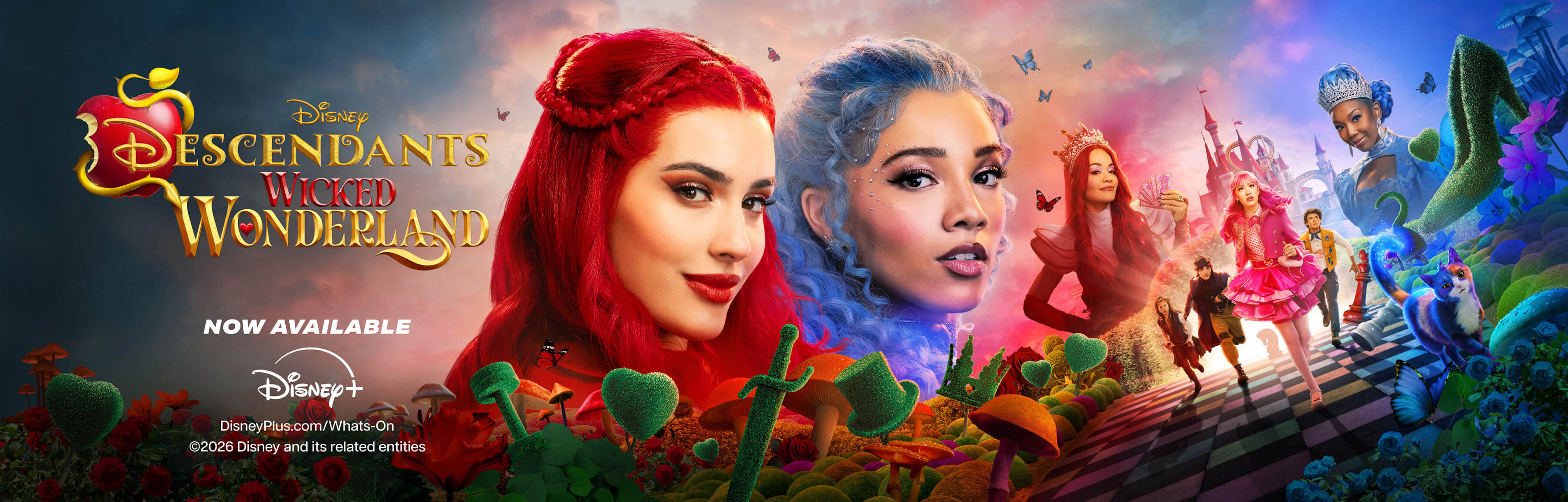 Descendants: Wicked Wonderland key art — now available on Disney+